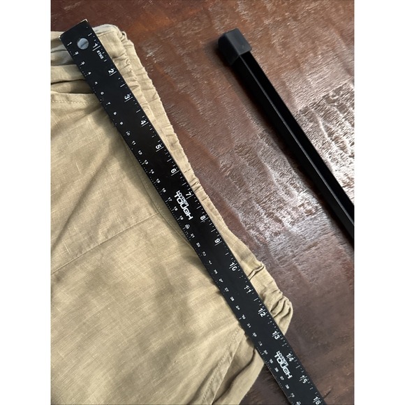 CP Shades Wendy Pants Women's Small Tan Khaki Wide Leg Linen Elastic Waist Beach - Picture 4 of 8